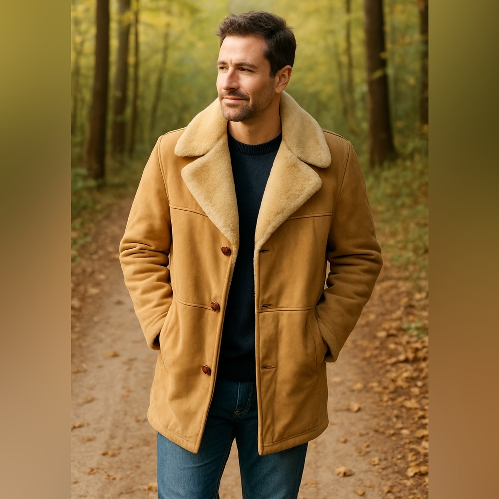 London Fog Genuine Lambskin shearling collar coat